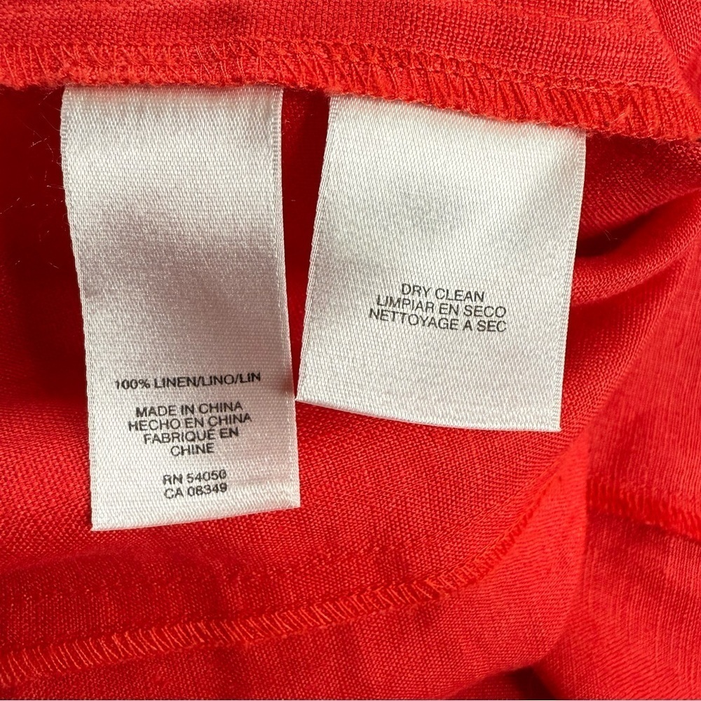 JONES NY 14P Petite Reddish Orange 100% Linen Pin Tuck Design Blazer Jacket - Picture 10 of 11